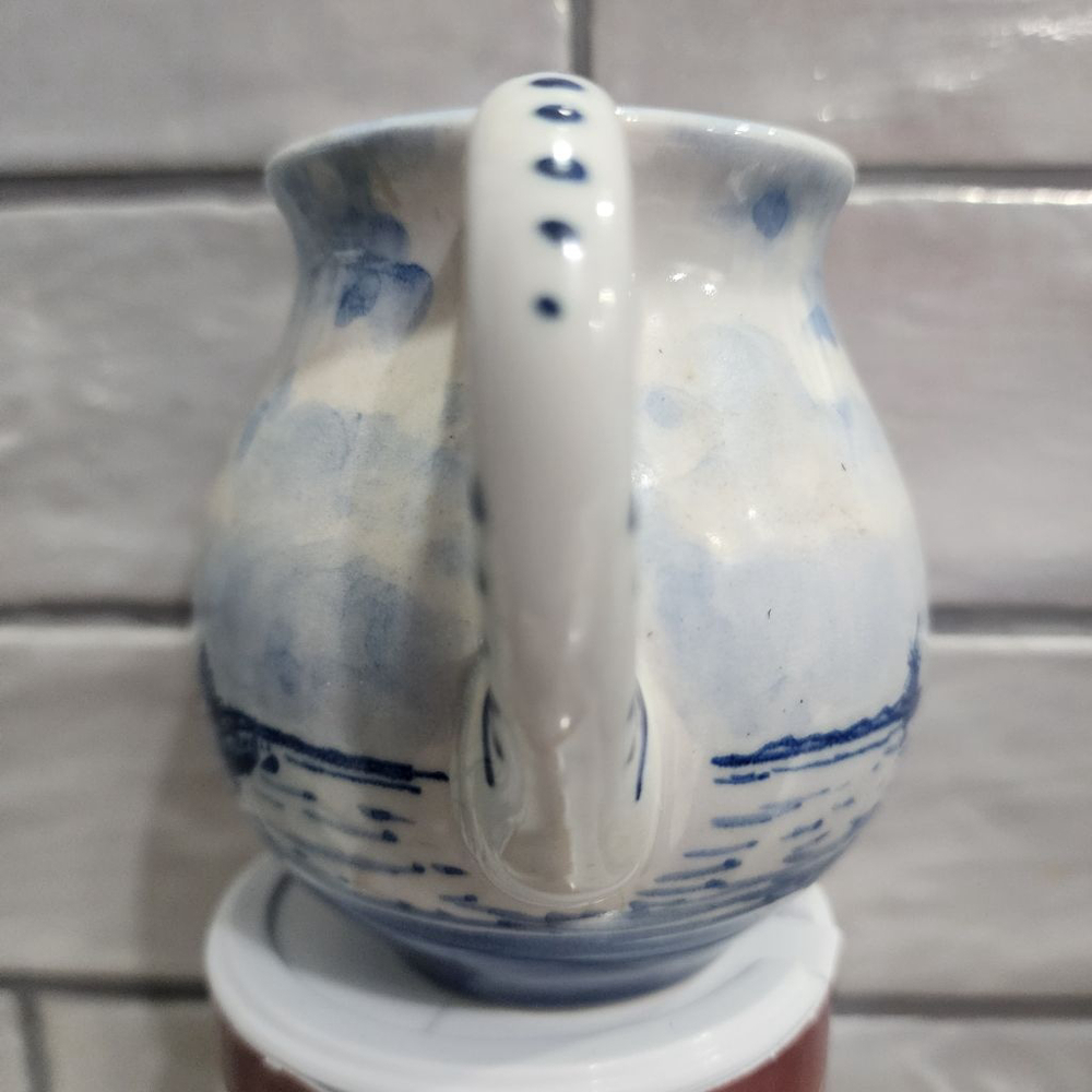 Blue And White Scenic Ceramic Pitcher, Excellent - Picture 3 of 6